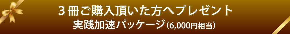 3冊ご購入頂いた方へプレゼント実践加速パッケージ(6,000円相当)